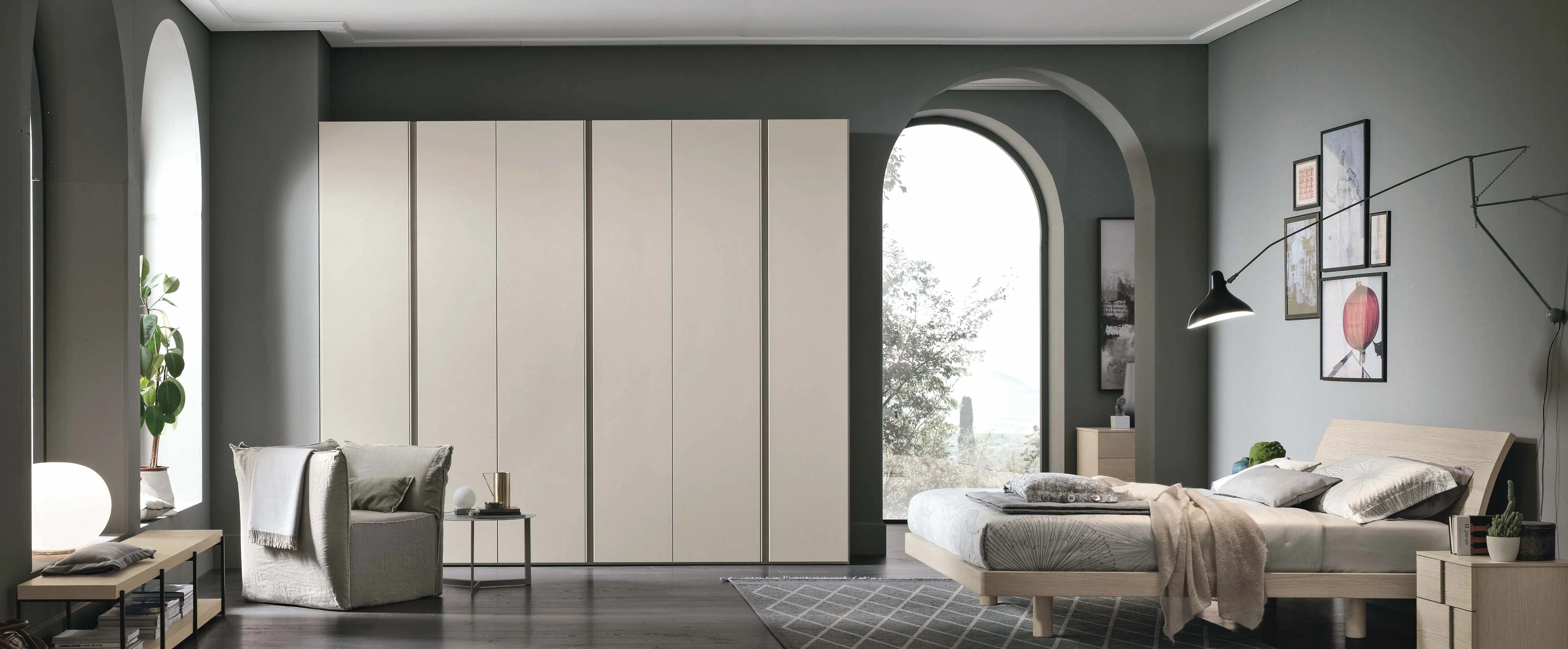 Eurolife Denver built-in wardrobe with timber-grain hinged doors and clean lines