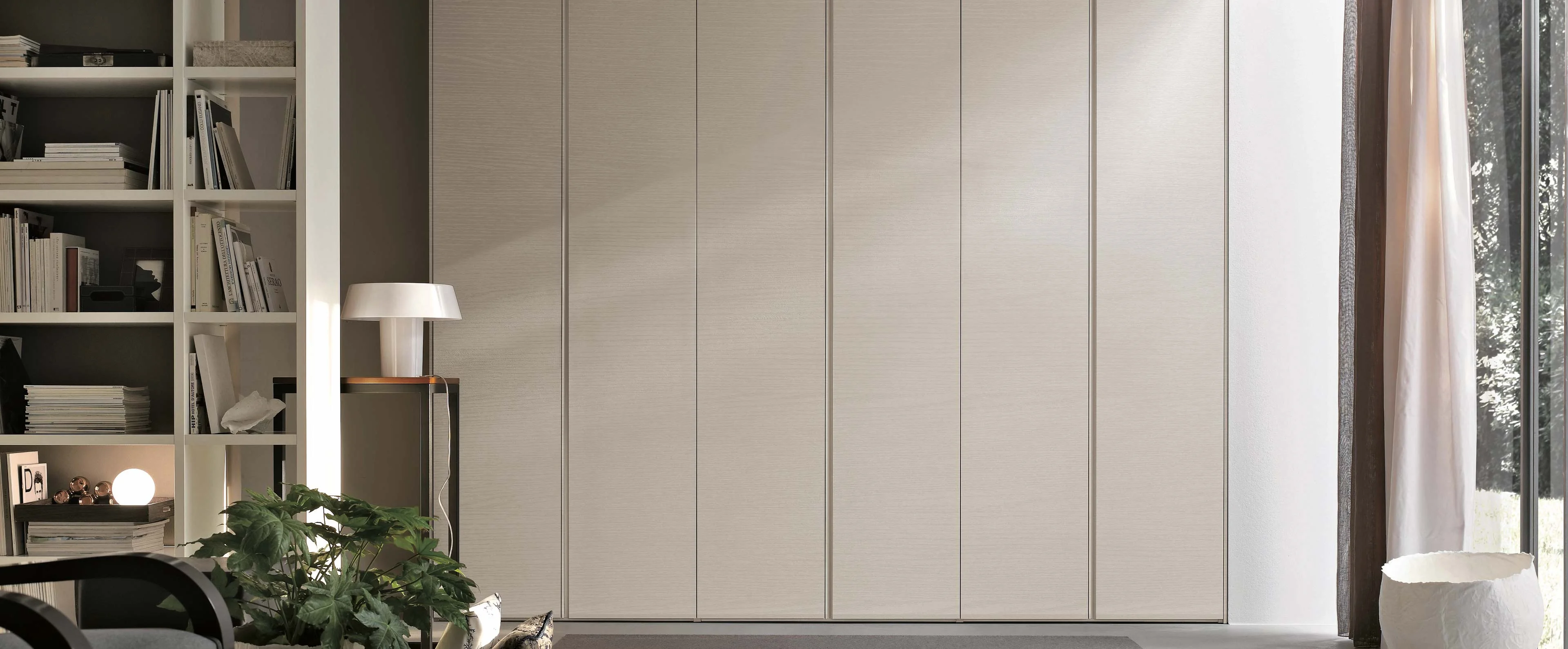Eurolife Gola built-in wardrobe with integrated grip channel handles and lacquered finish
